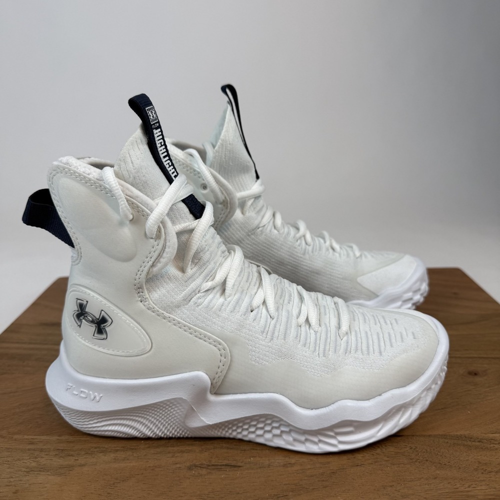 New Womens Under Armour Ace Highlight White Volleyball High Sneakers Size 5 M